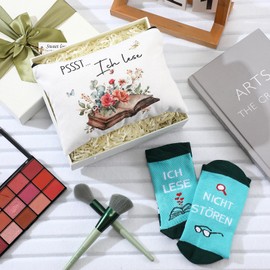 Xuniea Christmas Gift for Book Lovers Funny Socks Ladies Do Not Disturb I Read Socks for Book Freaks Make Up Bag Teacher Book Gift for Bookworms Funny Gifts for Women, as shown in the picture, Fashion