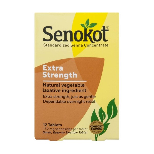 Senokot Natural Vegetable Laxative Ingredient, Extra Strength Tablets, 12 Tablets