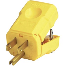 Leviton 15 Amp, 125 Volt, Plug, Industrial Grade, Straight Blade, Grounding, Python, 5256-VY, Yellow