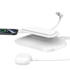 PlusAcc Adjustable Charging Station for Show 8 (3rd Gen) & Phone - Stand with USB C and USB A Charging Ports Charging Station for Smartphones, Smartwatch Headphones and Show 8 3rd Gen (White)