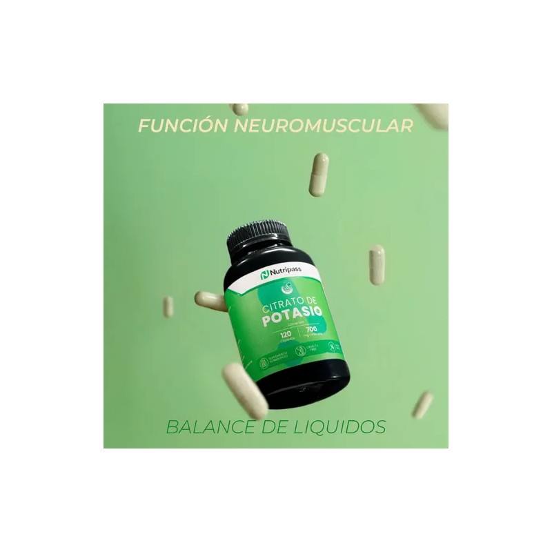 Citrato De Potasio 120 Cápsulas Nutripass 700mg Alta Pureza Sin