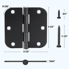 TICONN 30-Pack 3.5 Inch Door Hinges with 5/8" Radius Corner, 3-1/2 x 3-1/2 Inch Iron Bifold Residential Doors Hardware (5/8" Radius Corner, Oil Rubbed Bronze, 30 Pack)