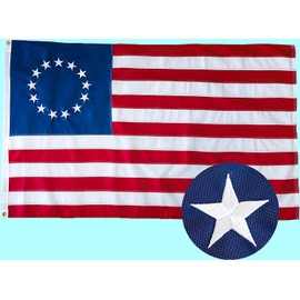 BETSY ROSS FLAG - EMBROIDERED 3X5FT AMERICAN FLAG OUTDOOR HEAVY - WEATHER RESISTANT AMERICAN FLAG - AMERICAN FLAG 13 STARS - AMERICAN FLAG EMBROIDERED STARS - BRASS GROMMETS NYLON AMERICAN FLAG
