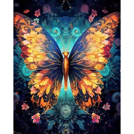 XTXGERL Paint by Numbers Kit for Adults Beginner Butterfly, Acrylic Colorful Oil Painting by Numbers Kits with PaintBrushes Paintwork Art Canvas Crafts for Home Decor 16x20 inch / 40x50 cm