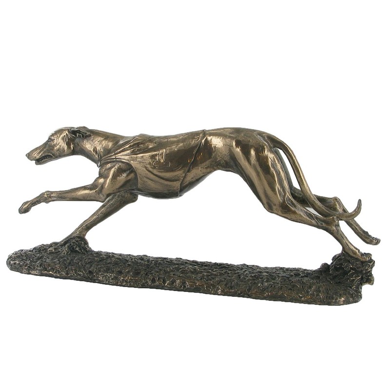 Single Running Greyhound Cold Cast Bronze Sculpture