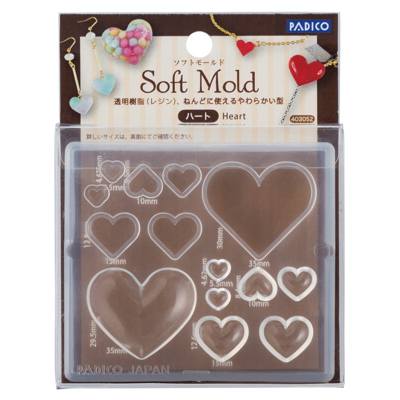 Padico Soft Mold 403052 Resin Mold, Hearts
