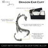 Dragon Ear Cuff Stud Earrings with Silver Tint by Serebra
