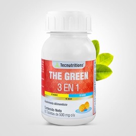 The Green 3 en 1 - Suplemento Natural para Apoyo Metabolico y Energia - Te Verde, Blanco, Rojo, Toronja, Jengibre, Nopal, L-Carnitina y Vitaminas B - 