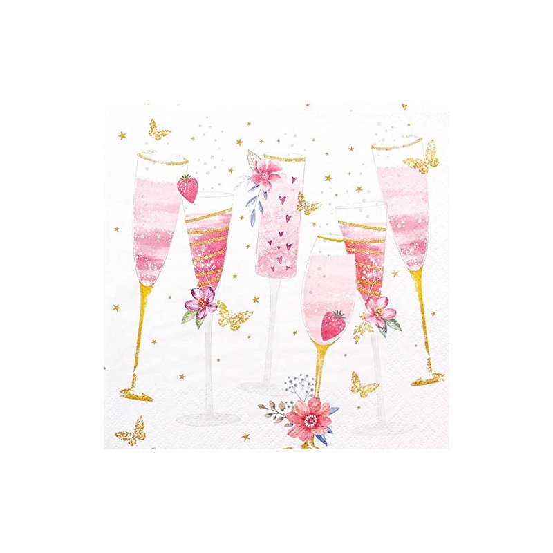 20 Napkins Party Glasses Pink | Hen Party | Table