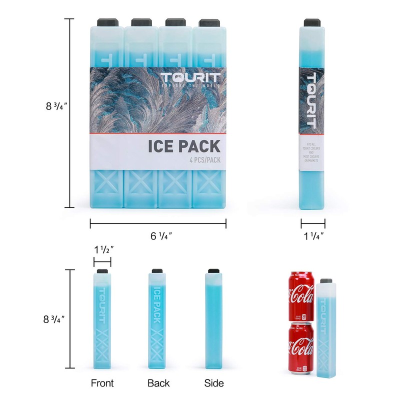TOURIT Ice Packs for Coolers, 4 Pack Reusable Long Lasting