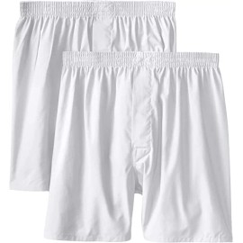 Munsingwear KNOMW579BC Men's 2-Pack Woven Boxer Cotton Blend Open Fly -M TO 2XL - L