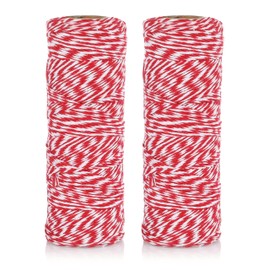 Nordstern Cotton Twine Twine Set of 2 + 20 Gift Tags - Gift Ribbon, Jute String, Craft Cord, Kitchen Yarn for DIY Crafts Kitchen - Red/White, 200 m