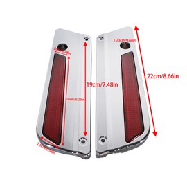 XLTOK Saddlebag Saddle Bag Hinge Latch Covers fits for Harley Touring Street Glide Electra Glide Road Glide Road King 1993-2013(Silver and Red)