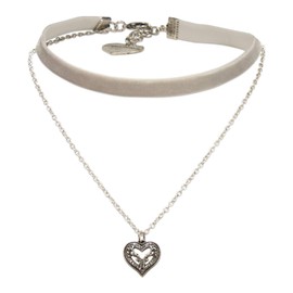 Alpenflüstern DHK267 Traditional Velvet Choker Costume Heart Necklace Deer Nostalgic Costume Necklace Tight Fitting Choker Elastic Women's Costume Jewellery Velvet Choker in Traditional Colours, 30%