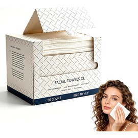 Toallas Faciales Desechables Secas Extra Grandes (Rostro Limpio y Sin Bacterias), Limpieza Facial Diaria, Toallas para la Cara, Toallitas Desmaquillantes, 50 Toallitas (2 Paquetes)