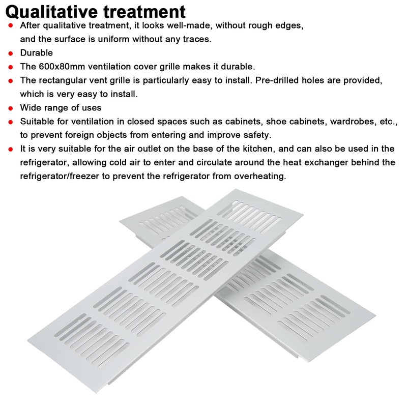 Cabinet Air Vent Grille Silver Rectangle Heat Dissipation Ventilation Grill