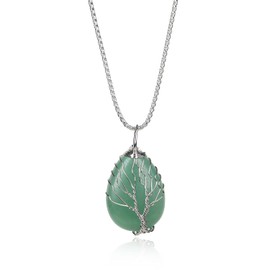 COAI Necklace with Tree of Life Pendant, Aventurine, Aventurine