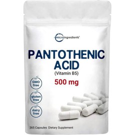 proxy MicroIngredients Pantothenic Acid Vitamin B5 500mg 365 Tablets / 마이크로인그리디언츠 판토텐산 비타민B5 500mg 365정