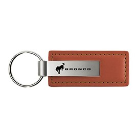 Au-TOMOTIVE GOLD Rectangular Leather Key chain for Ford Bronco 2020 (Brown)