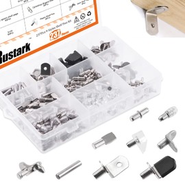 Rustark 237Pcs 9 Styles Nickel Plated Shelf Pegs Shelves Pins Bracket Pegs Cabinet Support Metal Pegs Assortment Kit for Shelf Holes Bookshelf Furniture