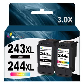 Relcolor Compatible Ink Cartridge Replacement for Canon 243 244 PG-243XL CL-244XL PG243 CL244 (Black and Color, 2-Pack) Fit for MX490 MX492 MG2522 MG2922 TR4520 TR4522 TS3322 TS3122 TS202 Printer