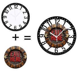 25cm Iron Wall Clock with a Slate or Stone Center Insertsheet size: 10 inch, color: Black