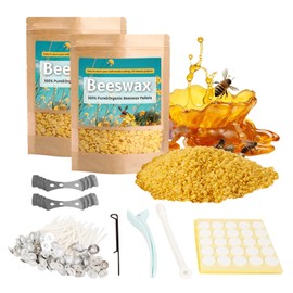 Ksedcon 2LB Beeswax for Candle Making, Triple Filtered Beeswax Pellets for DIY Candles, Candle Wicks with Candle Making Tools for Candle Making