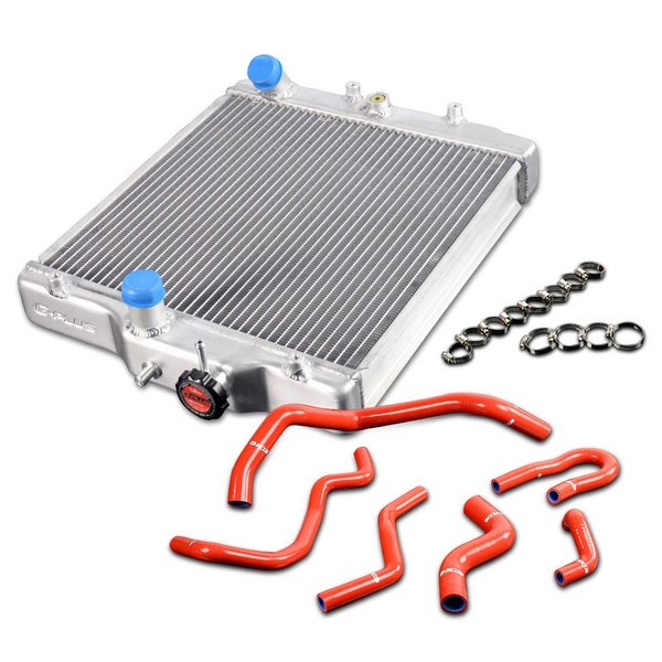40mm 2 Row Core Aluminum Racing Radiator + Silicone Red