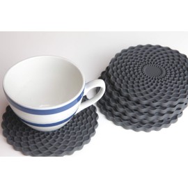 Grey Drinks Coasters Set of 6 by Stone & Thyme - a UK Brand. Non Slip, Heatproof & Easy to Clean. Colourful Decorative Home Accessories That Protect All Surfaces.