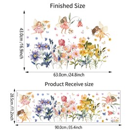 astylishome Wall Stickers for Bedrooms for Girls Creative Floral Butterfly Flower Window Sticker Wildflower Grass Decals Garden Aesthetic Style Decor for Room Living Room 0403