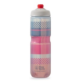 Polar Bottle Breakaway - Botella de agua aislada, sin BPA, botella de ciclismo y deportes (tartán, rojo hoguera/naranja, 24 onzas)