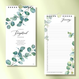 Perpetual Calendar – Undated Calendar 12-Month for Birthday, Anniversaries, Important Days, Festivals Reminder, 5'' x 10'' Perpetual Calendar with Twin-wire Binding, Thicker Paper, Birthday Reminder Book