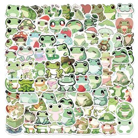 100pcs Cute Frog Stickers, Small Size Funny Animal Stickers Packs for Water Bottle Phone Skateboard Journal, Vinyl Waterproof Kawaii Decals for Boys Girls Students(Frog)