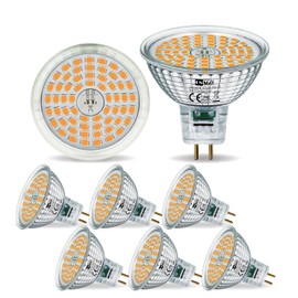 CNSGO GU5.3 LED Glühbirne Warmweiss 2700K 615 Lumen, 6er-Pack, 6.5W Ersatz 50W MR16 Halogenlampe, Abstrahlwinkel 120° Leuchtmittel, AC/DC 12V Flickerfreie Nicht Dimmbare Energiesparlampen