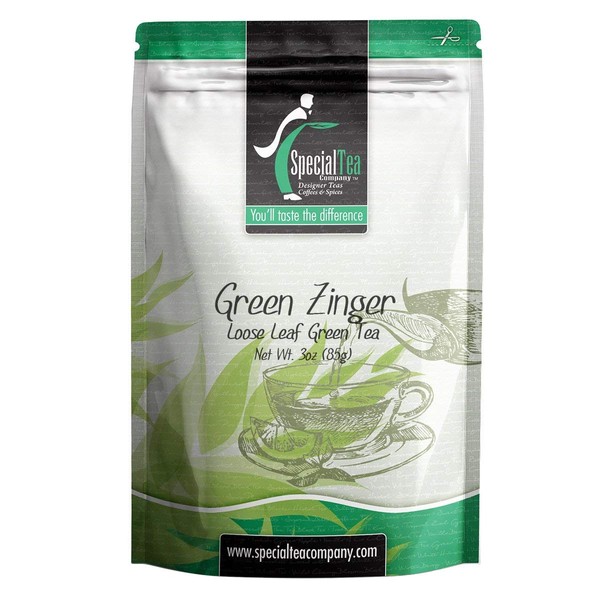 Special Tea Zinger Green Tea, Loose Leaf, 3 Ounce