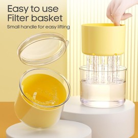 Denture Case, Denture Bath Cup, Denture Container Cups for Soaking Dentures, Retainers, Mouth Guard Storage Case, Denture Cleaning Holder Box - Yellow