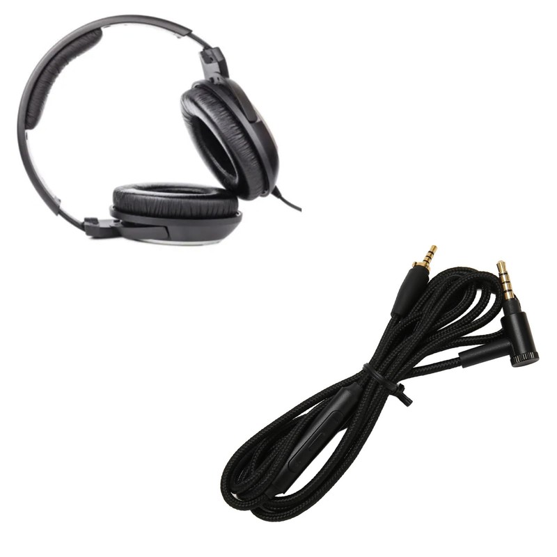 Headphone Audio Cable with Microphone, 3.5 mm Braided Nylon Replacement