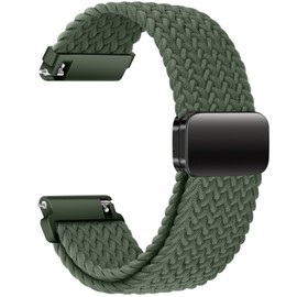 AidorMax Nylon Watch Strap 20 mm with Adjustable Magnetic Clasp for Men and Women, Comfortable Fit, Elastic Replacement Strap for Smartwatches and Watches (Olive Green)