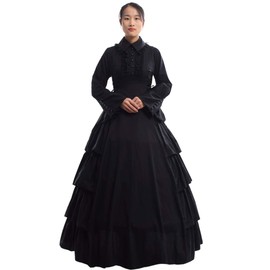 GRACEART Medieval Victorian Gothic Ball Gown Dress Cosutume Small Black