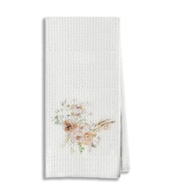 AgriFusion Tech Boho Kitchen Towels 16x24 Inches - Neutral Watercolor Floral Design, Absorbent Decorative Dish Towels for Farmhouse & Wedding Decor - Gift for Rustic Home Lovers