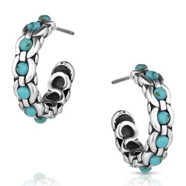 Montana Silversmiths Center of it All Craft Turquoise Small Hoop Earrings Hypoallergenic Post Back Wires
