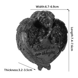 SUNYIK Resin Black Obsidian Praying Angel Statue, Orgone Stone Baby Angel Figurine Sculpture Collectible for Home Office Tabletop Decoration