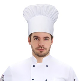 BIGHAS Chef Hat, Set of 2, Chef's Hat, Rubber Kitchen Hat, Stylish, For Cafes, Cooking, Hotels, Restaurants, Artisans, White (Big Size), L