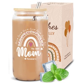 VivaJoy Gifts for Mom - Mom Gifts, Glass Cups with Lids and Straws, Perfect for Mom Birthday Gifts, Christmas, or Mother's Day Gifts, Creative New Mom Gifts, Best Mom Gifts