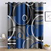 Blue and Black Blackout Curtains Geometric Line Plaid, 52x84 Inch