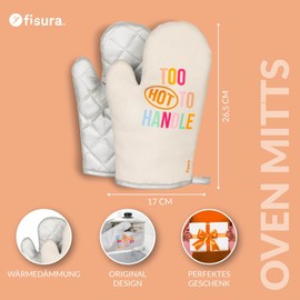 Fisura Too Hot to Handle Printed BBQ Gloves Double Pack Oven Gloves Heavy Duty Material with Heat Shield and Hanger Perfect for Cooking, Oven and BBQ
