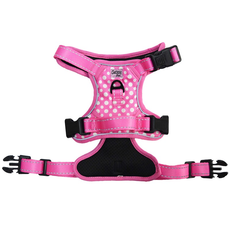 Cutesy Pet Adjustable Dog Harness | Pink Polka Dots (Medium)