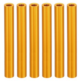 PATIKIL M3 Aluminium Spacer, Pack of 6 Metal Standoffs Sleeve Nut 3 mm ID x 5 mm OD x 40 mm L Thread Spacer Screw Spacer Round for RC Car Drones Motherboard, Golden