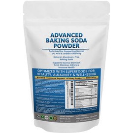 Advanced Baking Soda Powder: Organic Use Aluminum Free Baking Soda w/Superfoods to Support Kidneys, Stomach Acid, Alkalinity, Immune, Antacid, Health & Wellness, Organic Use