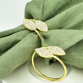 BSITSSS Pack of 12 Gold Napkin Rings, Leaves Napkin Ring, Elegant Napkin Ring, Metal Napkin Rings, Napkin Ring for Thanksgiving, Wedding Party, Family Dinner, Easter, Table Decoration